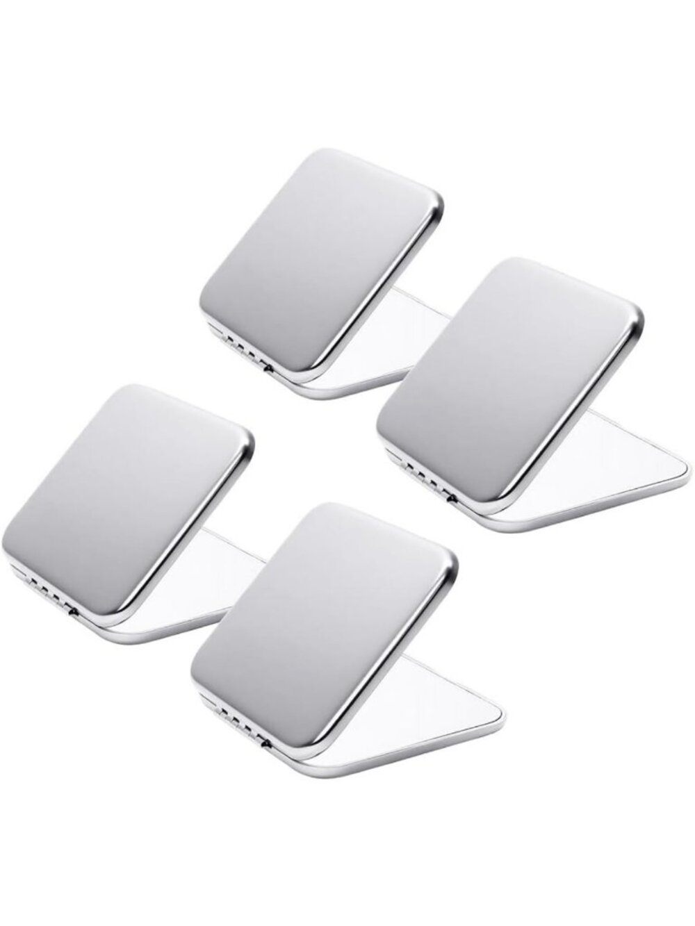 Set of 4 Compact Double-Sided Pocket Mirrors - Metal, Magnifying